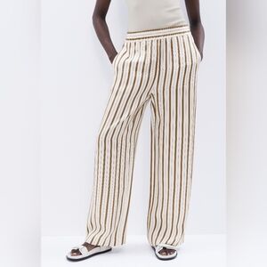 Urban Outfitters Striped Viscose Wide Leg Pants With Pockets